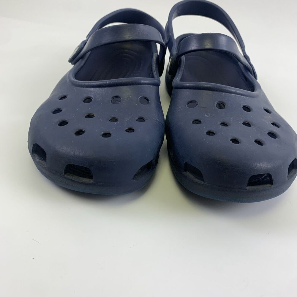 Crocs Shayna Mary Jane Slingback Navy Blue Round Toe Comfort Clog Slip Womens 8 - Picture 4 of 15